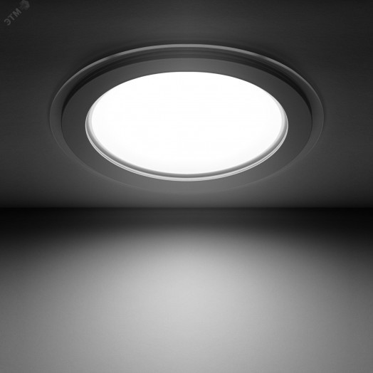 Светильник светодиодный ДВО 18 Вт 1480 лм 4000К AC 220В IP20 круг D200х36мм монт d155мм Алюминий с декоративным стеклом Glass Gauss