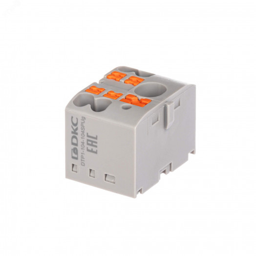 Блок распределительный, зажим push-in, 1 ввод 6 кв.мм, 4 точки подключения 2,5 кв.мм, синий