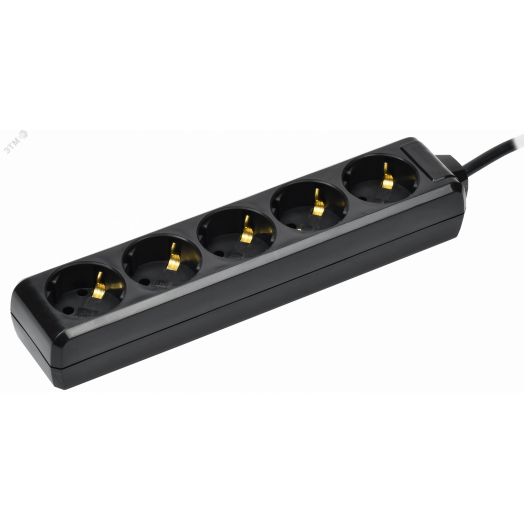 Удлинитель У05 5 мест с заземлением 5м 3х1мм2 16А 250В черный