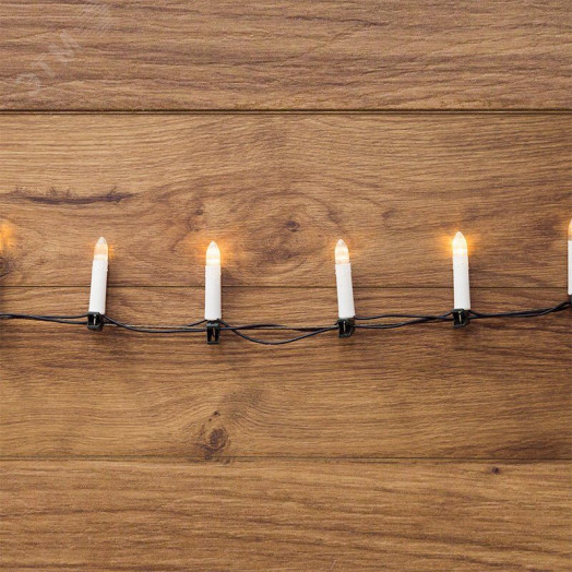 Гирлянда свечи 10 м, темно-зеленый ПВХ, 50 LED тёплый белый