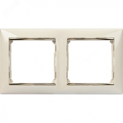 VALENA Рамка горизонтальная 2 поста бежевая/золото