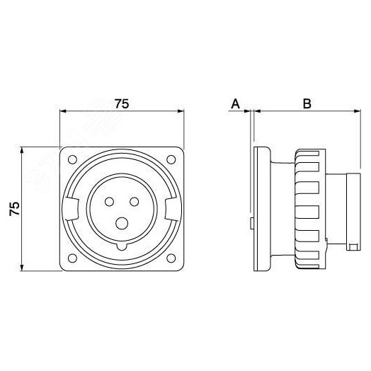 Вилка панельная прямая IP67 32А 3P+E 400В