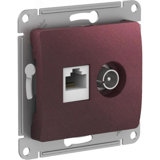 GLOSSA РОЗЕТКА двойная ТВ + компьютерная RJ45, кат. 5Е, БАКЛАЖАНОВЫЙ