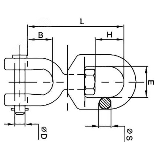 Вертлюг петля-вилка D8