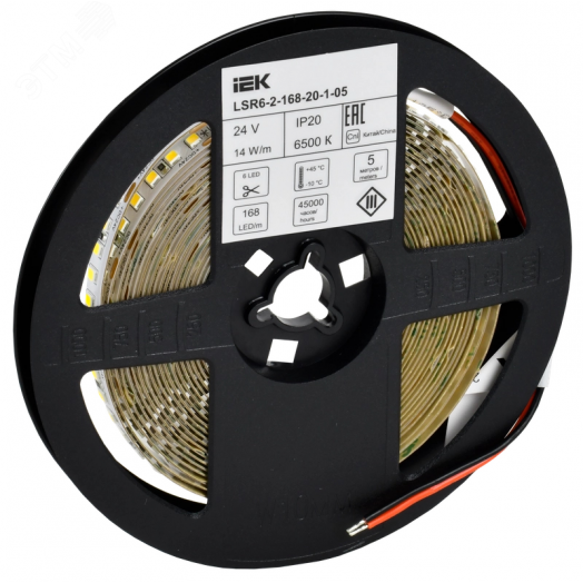 Лента светодиодная 5м SMD2835 168LED/м 14Вт/м IP20 ширина 10мм 24В холодный белый IEK