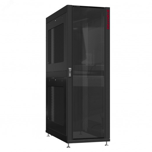 Шкаф серверный 48U 600х1200 передняя дверь: стекло IP41. задняя дверь: одностворчатая глухой металл IP51. боковые панели: перфорированные. цвет: черный RAL9005 