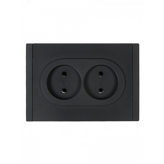 FORTE&PIANO Розетка 2-местная без заземления без защитных шторок безвинтовое крепление 10А FP126 черный IEK