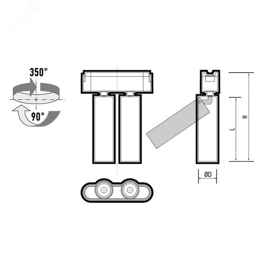 Светильник трековый светодиодный низковольтный ДПО16 2016 2X8W 3000K 24° черный IP20 Jazzway