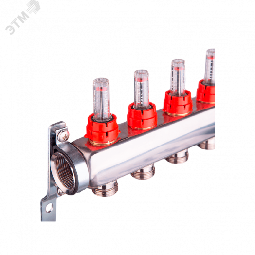 группа коллекторная со встроенными расходомерами всборе 1'x10 выходов евроконус 3/4' из нержавеющей стали