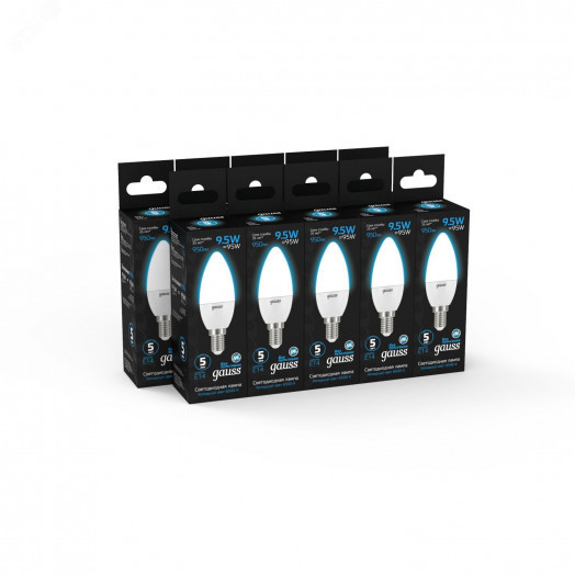 Лампа светодиодная LED 9.5 Вт 950 лм 6500К свеча холодный E14 AC 220В Black Gauss