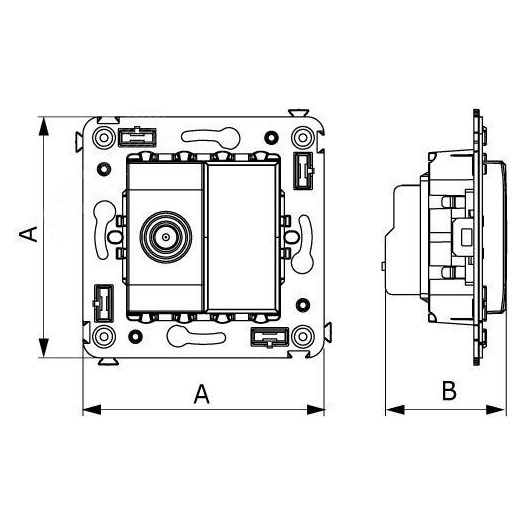 Avanti Розетка TV в стену, проходная, ''Черный квадрат''