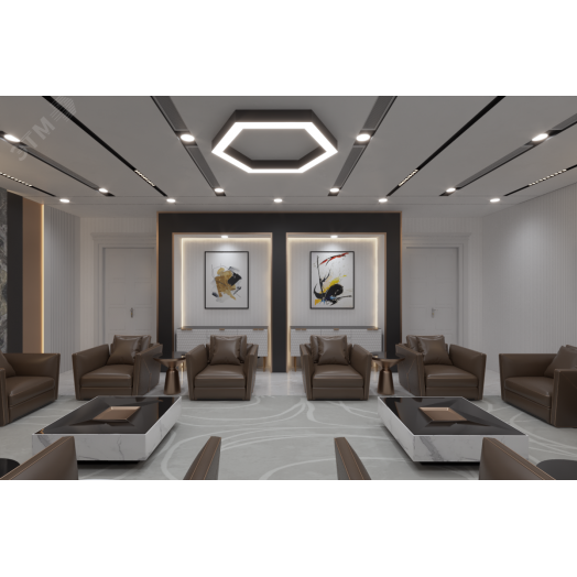 Светильник светодиодный RVE-LBX-HOLE-HEXA-800х800х693х100мм S80мм 54Вт Накладной 4000К белый)