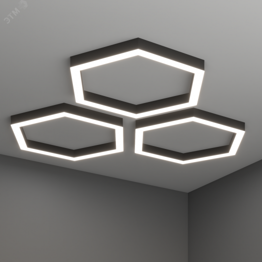 Светильник светодиодный RVE-LBX-HOLE-HEXA-800х800х693х100мм S80мм 54Вт Накладной 4000К белый)