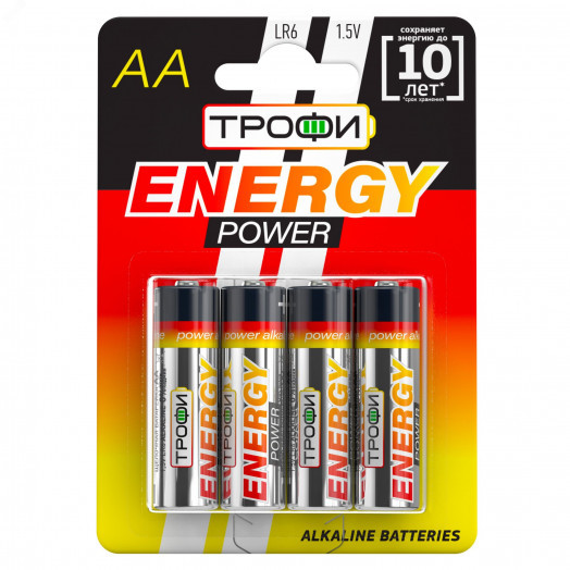 Батарейка Трофи LR6-4BL ENERGY POWER Alkaline (40/640/20480)