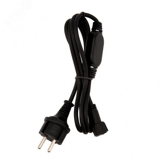 Шнур питания для гирлянды Дюраплей, 4А, подключение до 200 м, черный каучук, 230 В