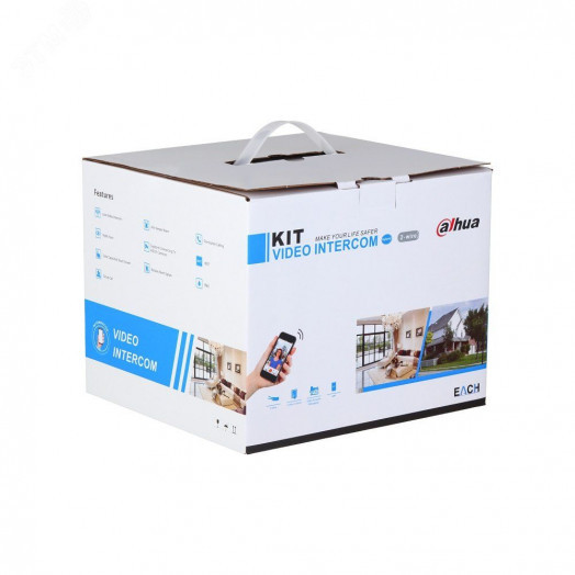 Комплект видеодомофона 2-проводной (Панель        вызывная DHI-VTO2003F, видеодомофон с WiFi        DHI-VTH5113H-W, 2-проводной контроллер VTM115,    монтажная коробка для накладного монтажа)