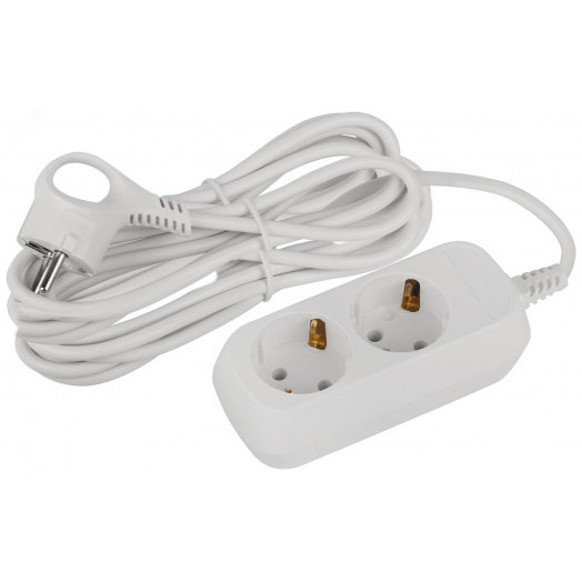 Удлинитель электрический 2 розетки с заземлением 5м ПВС 3x0.75мм2 UDL-10-250-E Greenline ЭРА