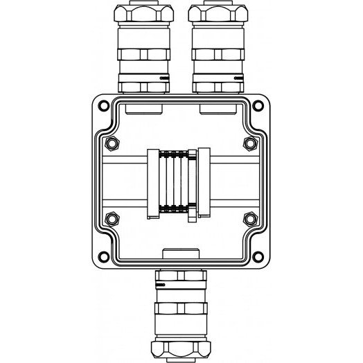 Взрывозащищенная клеммная коробка из полиэстера TBE-P-03 -(4xCBC.4 -1xTEO.4) - 2x6018ANP22CKM3SB(A) - 1x6018ANP22CKM3SB(C)1Ex e IIC Т5 Gb / Ex tb IIIC T95°C Db IP66
