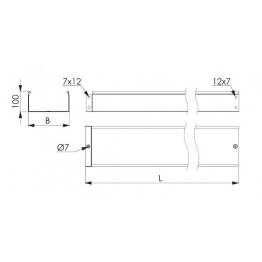 Лоток  100х500х4000, 1,5 мм