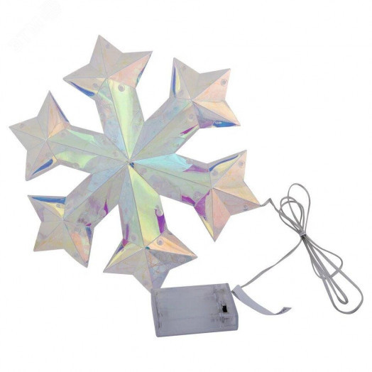 Светильник декоративный Снежинка на батарейках 3AA не в комплекте 100 светодиодов Белый свет Цвет корпуса радужный TM Uniel ULD-R512 3АА SNOWFLAKE