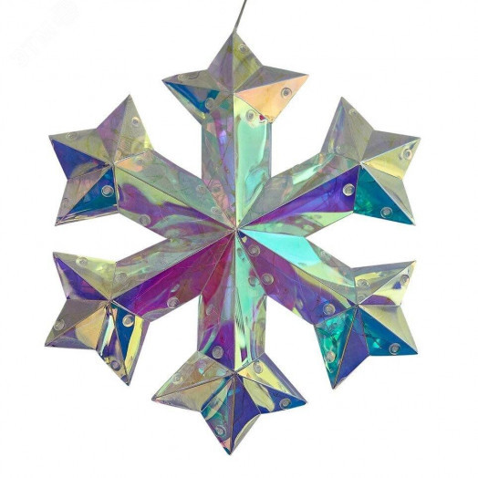 Светильник декоративный Снежинка на батарейках 3AA не в комплекте 100 светодиодов Белый свет Цвет корпуса радужный TM Uniel ULD-R512 3АА SNOWFLAKE