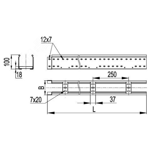Лоток лестничный 100х100х6000мм