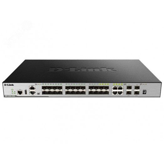 Коммутатор управляемый L3 28 портов, 20хSFP 1000 Мб/с, 4хRJ45/SFP+, 4хSFP+