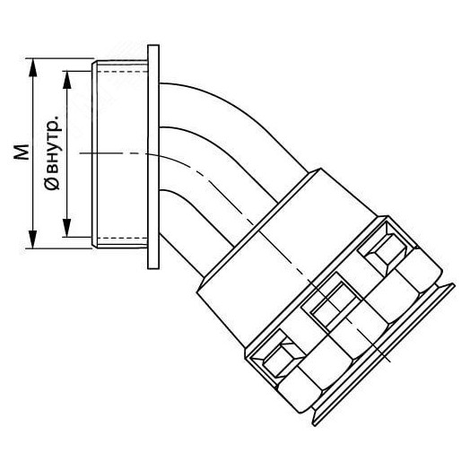 Монтажный комплект муфта 45 грд. труба-коробка DN 12 мм, М16х1,5, полиамид, цвет черный