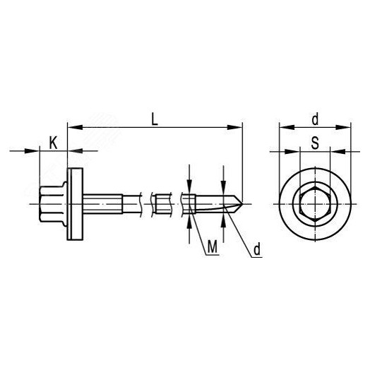 Винт с шайбой самосверлящий самонарезающий G19 5.5/6.3х135