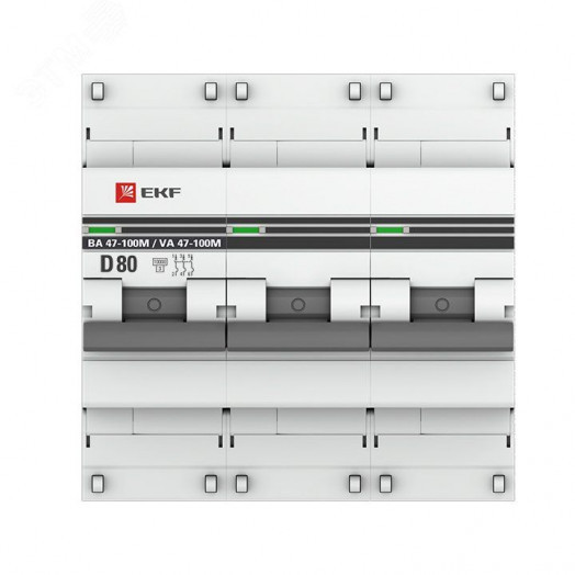 Автоматический выключатель 3P 80А (D) 10kA ВА 47-100M c электромагнитным расцепителем PROxima