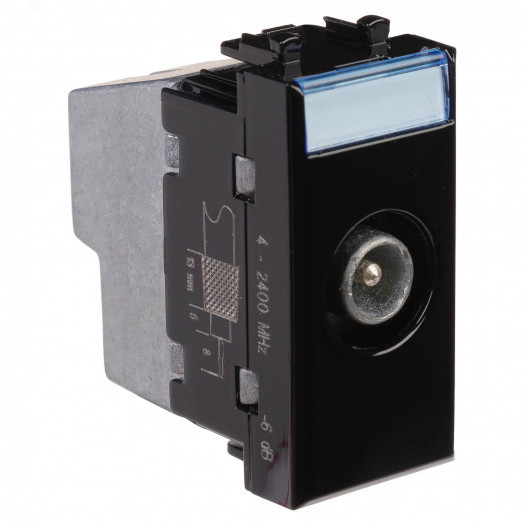 Avanti ТВ розетка проходная ''Черный квадрат'', 16A, 1 модульная