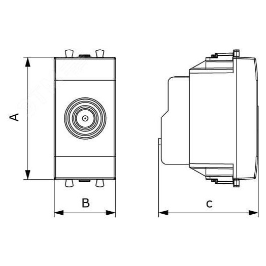 Avanti ТВ розетка проходная ''Черный квадрат'', 16A, 1 модульная