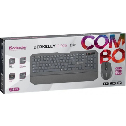 Комплект клавиатура + мышь беспроводной Berkeley C-925, черный