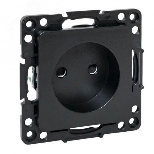 Стокгольм Механизм Розетки 1-местной б/з 10 А черный с защ. штор.
