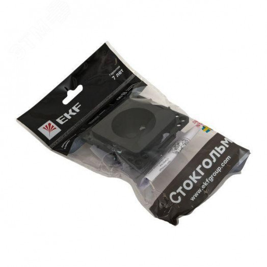 Стокгольм Механизм Розетки 1-местной б/з 10 А черный с защ. штор.