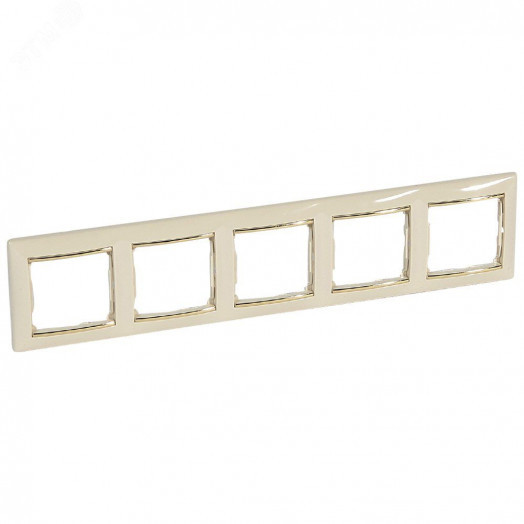 VALENA Рамка 5 постов горизонтальный монтаж слоновая кость/золото