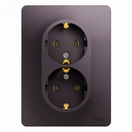 GLOSSA розетка двойная с заземлением в сборе сиреневый туман