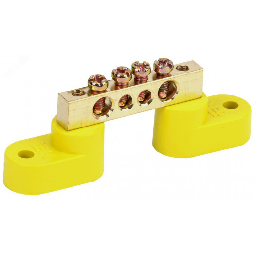 Шина PE земля на двух угловых изоляторах ШНИ-6х9-4-У2-Ж