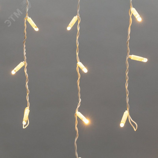 Гирлянда Айсикл Бахрома светодиодный, 2,4 х 0,6 м, белый провод, 230 В, диоды тёплый белый, 76 LED