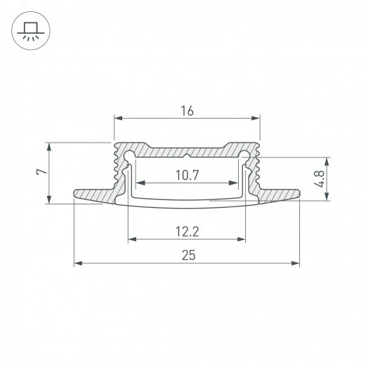 Профиль SL-SLIM-H7-F25-2000 ANOD (ARL, Алюминий) (профиль без экрана)