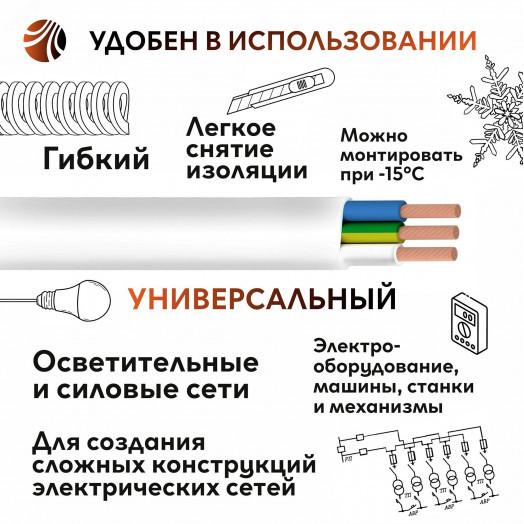 ПуГВВ 3х2.5 белый - 5м  ТРТС