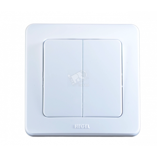 Выключатель двухклавишный скрытый белый 16А