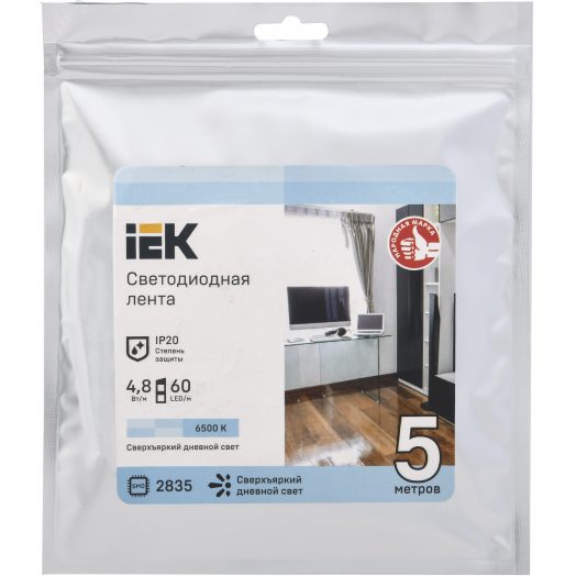 Лента светодиодная 5м LSR-2835W60-4,8-IP20-12В IEK