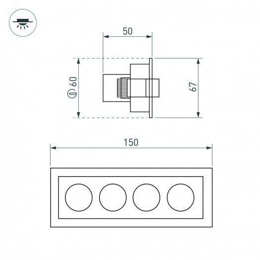 Светильник MS-ORIENT-BUILT-TURN-TC-S67x150-10W Warm3000 (BK-BK, 30 deg, 230V) (IP20 металл, 5 лет)
