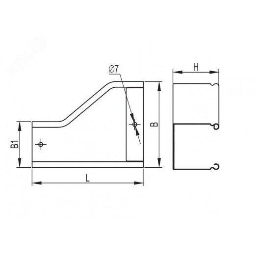 Переходник RRS левосторонний 400/200 H100 в комплекте с крепежными элементами и соединительными пластинами