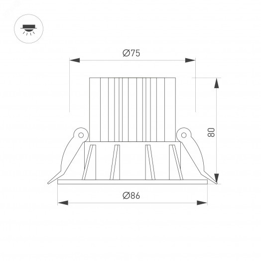 Светильник MS-FOGGY-BUILT-R86-10W Warm3000 (WH, 60 deg, 230V) (Arlight, IP54 Металл, 5 лет)