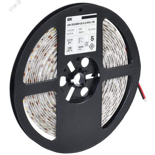 Лента светодиодная 5м LSR-2835W120-9,6-IP65-12В IEK