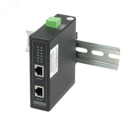 Инжектор PoE 2хRJ45 10/100/1000 Мб/с, 802.3af/at/bt, до 90 Вт DC 52В