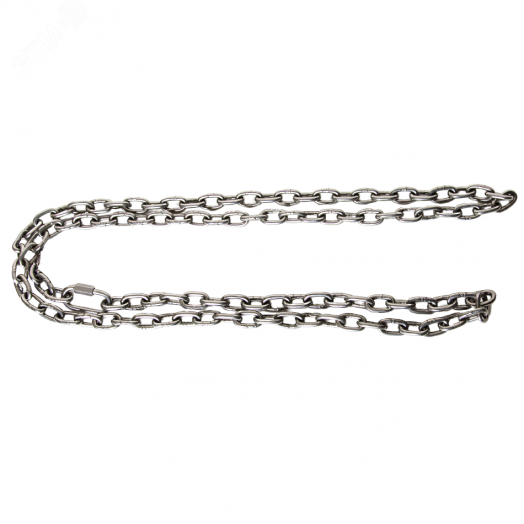 Цепь подъемная, d=4мм с карабином, материал нержавеющая сталь AISI304 6 м., грузоподъемность 320 кг