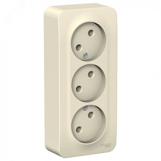 BLANCA Розетка наружная 3-я без заземления без шторок с изолирующей пластиной, 16А, 250В, молочный, рос